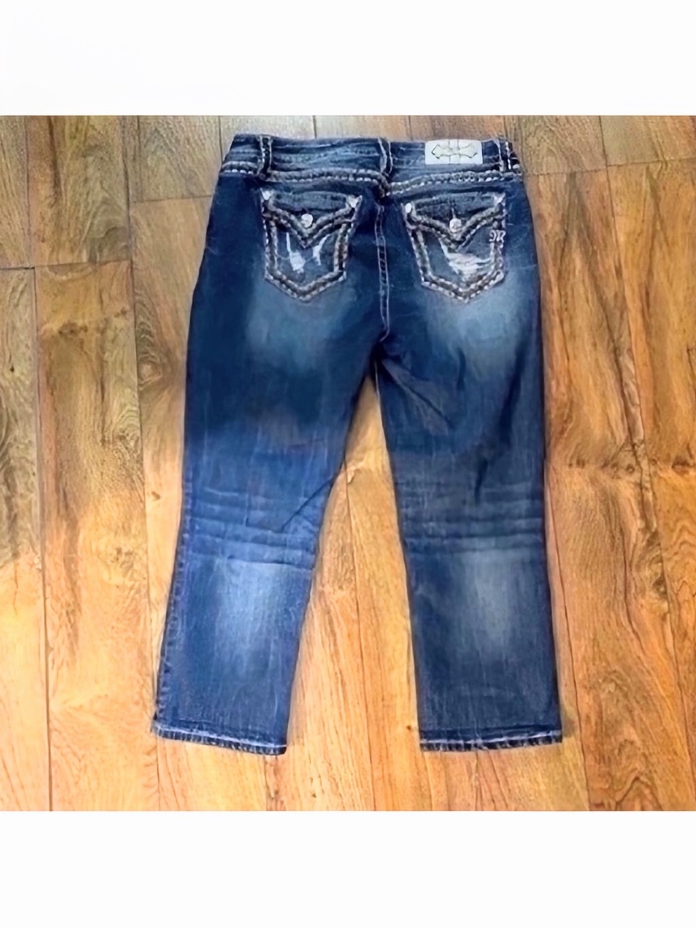 Beautiful Miss Me Mid-Rise Easy Crop Jeans With Distressed Pockets